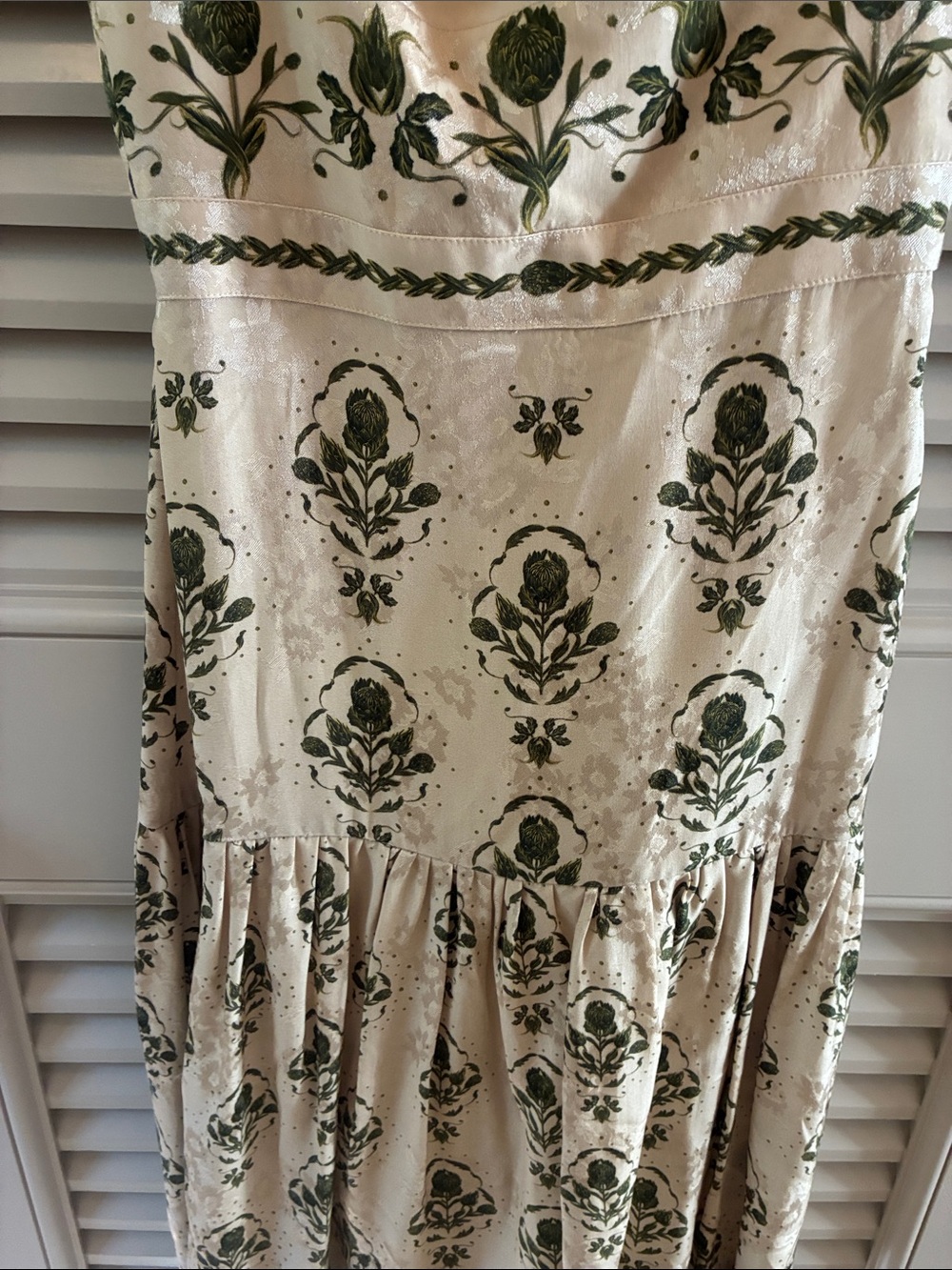 AGUA Aguabendita Women's Cream Floral Sundress with Green Print - Picture 3 of 8
